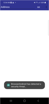 Toast On Android App compromise notification